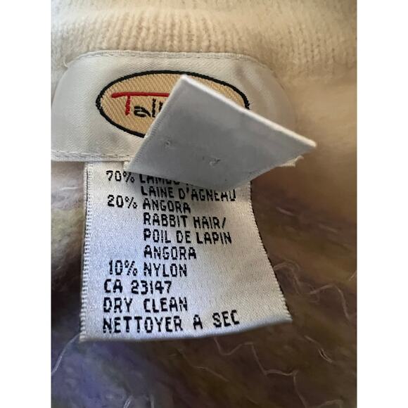 Vintage Talbots Cream Spring Wool Zip Up Sweater With Beading Size M - Picture 4 of 4